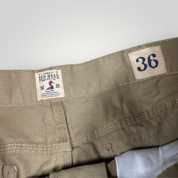 Red Head Shorts Mens 36 Beige RH Canvas Work Cargo Utility Pockets Outdoor - Picture 3 of 9
